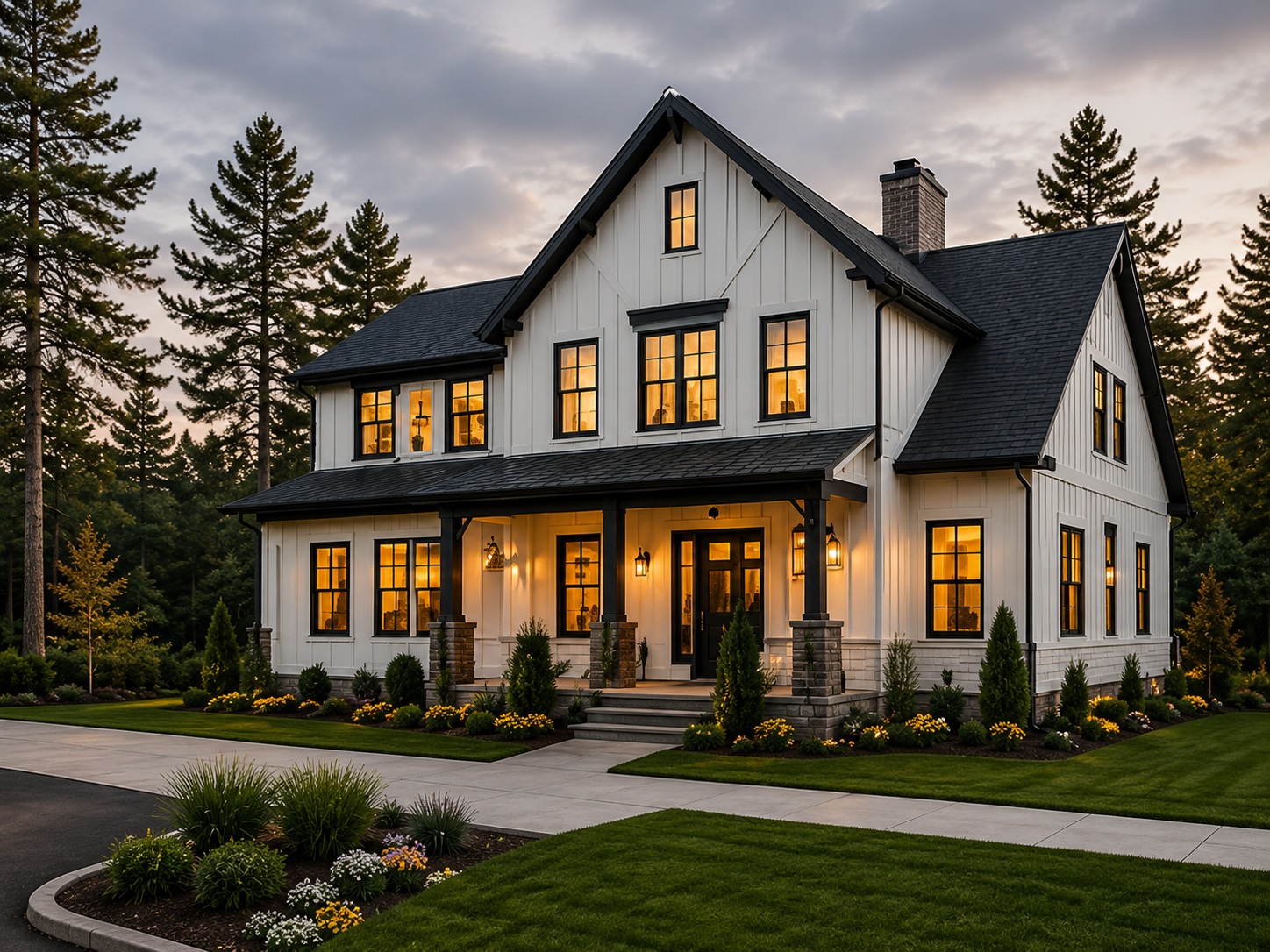 Exterior placeholder for a modern New England farmhouse